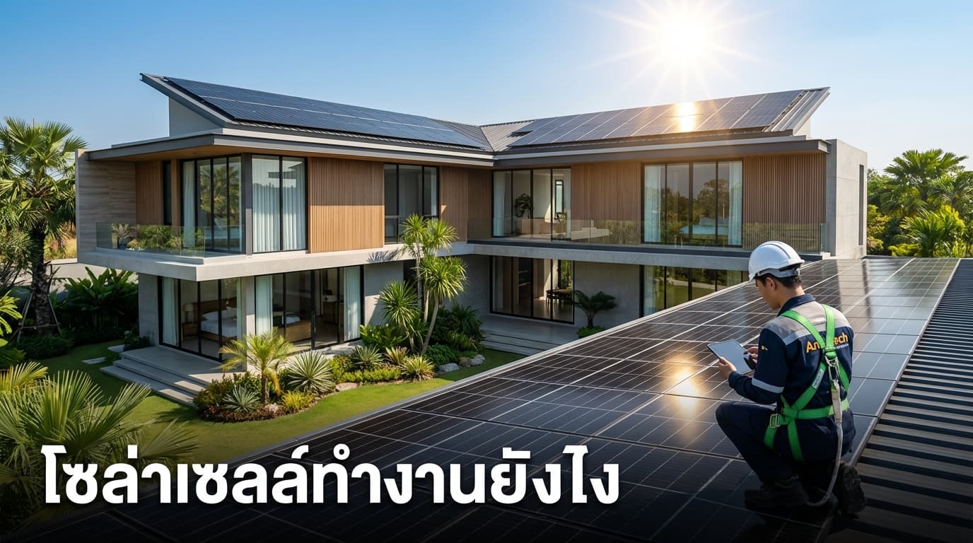 โซล่าเซลล์ทำงานยังไง? คู่มือเข้าใจง่ายสำหรับชาวศรีราชา ชลบุรี โดย เอนีเทค (Aneetech)